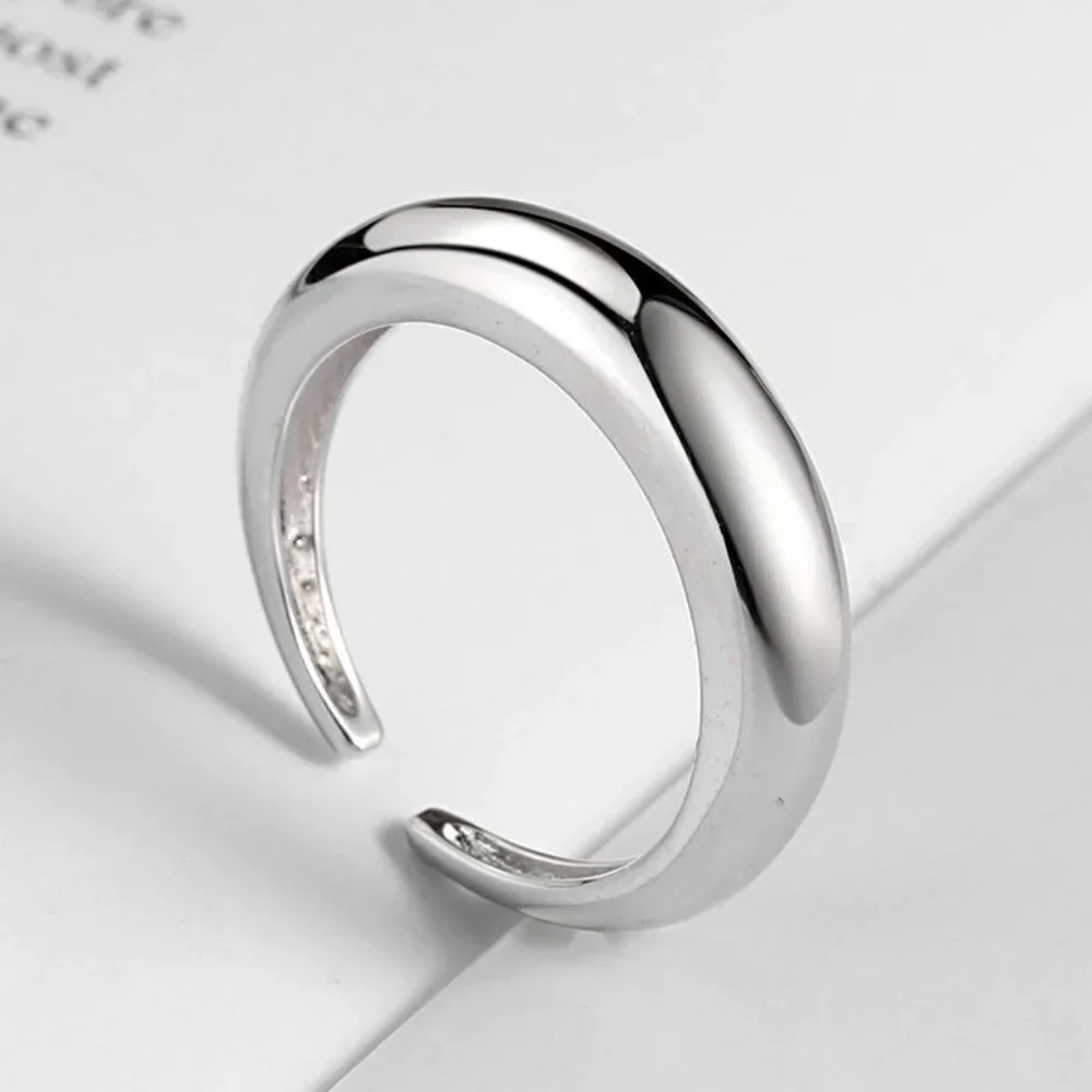 😍925 Sterling Silver Unisex Chunky Minimalistic Smooth Adjustable Ring, F208